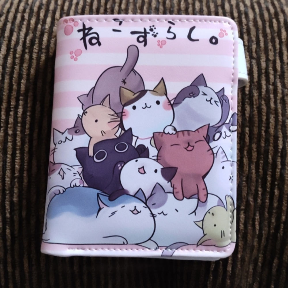 Cute Cat-Themed Wallet - Pink and White